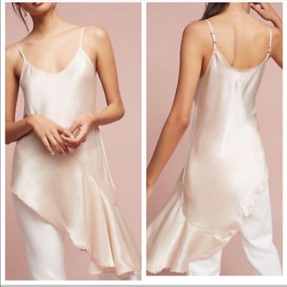 Other - Anthro TRYB 100% silk asymmetrical ruffle slip -s